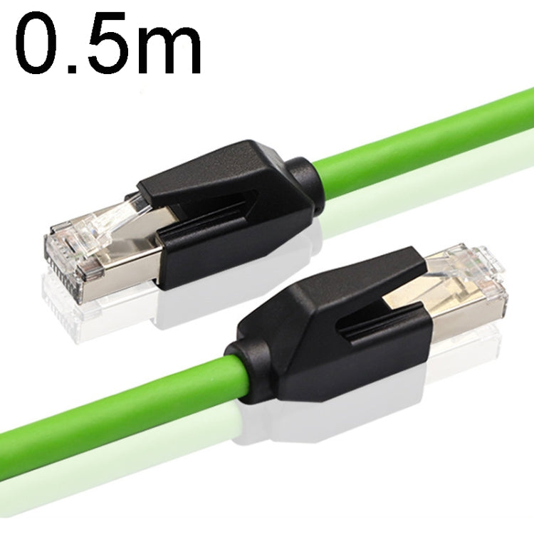 0.5m CAT6 Double Shielded Gigabit Industrial Cable with RJ-45 connector, showcasing its durable and vibration-resistant design.